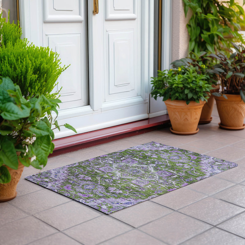 Tapis d'entrée / extérieur antidérapant Malchow, Rectangle 1'8" x 2'6"