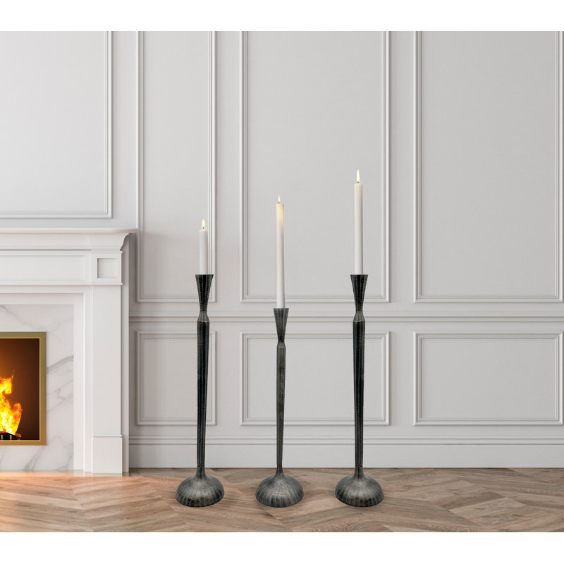 Cathyleen Tall Brass Floor Candle Holders – Set 