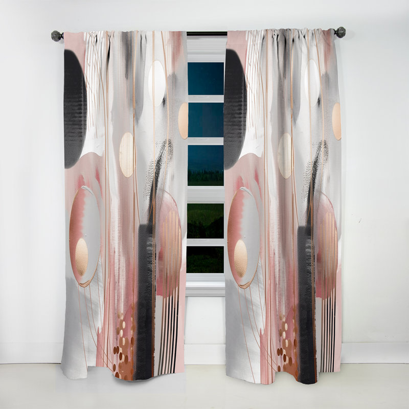 Hachiro - Pink Rose Gold Circle Complexity II - Modern Curtain - Velvet Room Darkening - 1 panel, 52" W x 108" L
