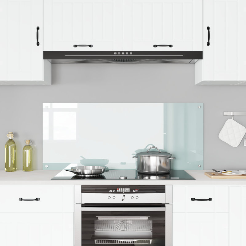 Kitchen Backsplash Tempered Glass, 60 x 120 cm, White