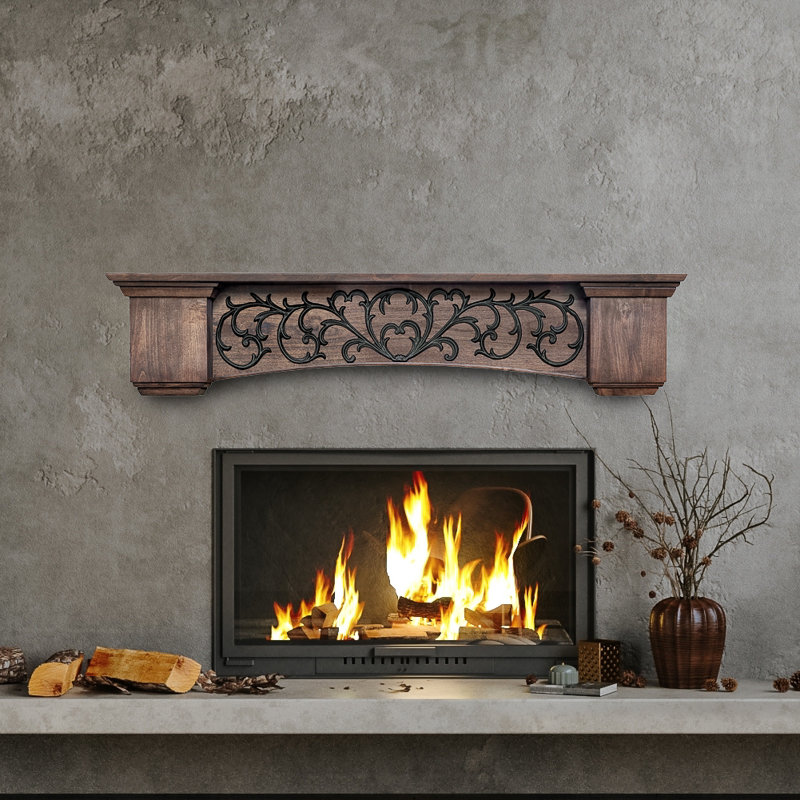 Genova Fireplace Mantel, 60", Brown Wood