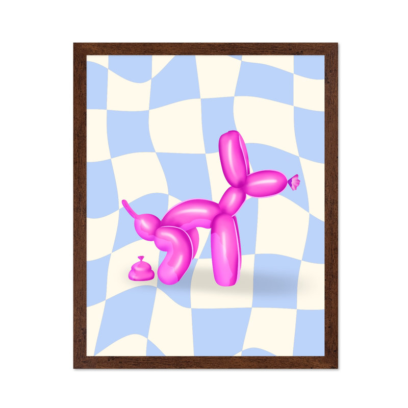 Pooping Balloon Dog No6, Poster, 24"H x 32"W, Brown Framed