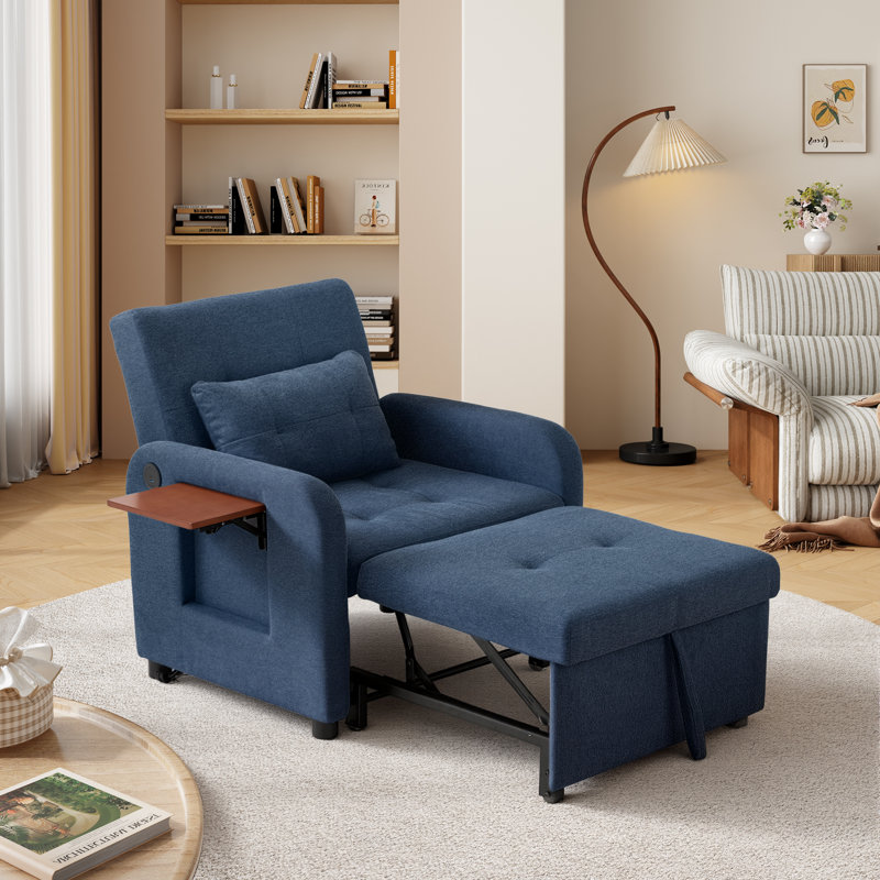 Upholstered Fabric Standard Recliner, Blue