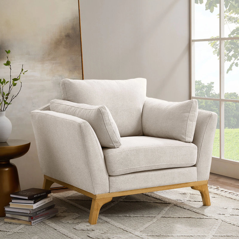 Lodell Upholstered Armchair, Smoke White Polyester Twill