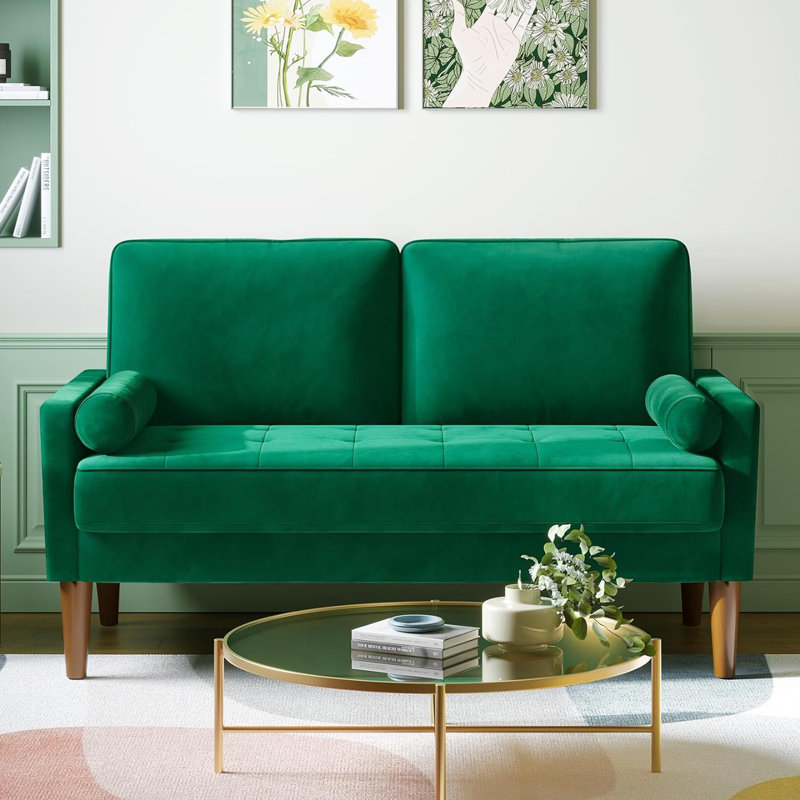 Collierville 2 Seater Velvet Sofa, Green Velvet