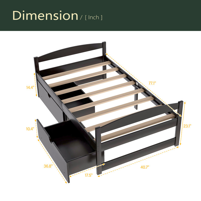 Platform Bed, With Two Drawers, Espresso