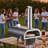 Dual Fuel Pizza Oven Outdoor, 12 in Wood Fire & Propane Gas Pizza Oven, Pellet & Propane Pizza-Maker with Thermometer, Iron Spray Electric Rotation Pizza-Cook for Outside Camping & Backyard
