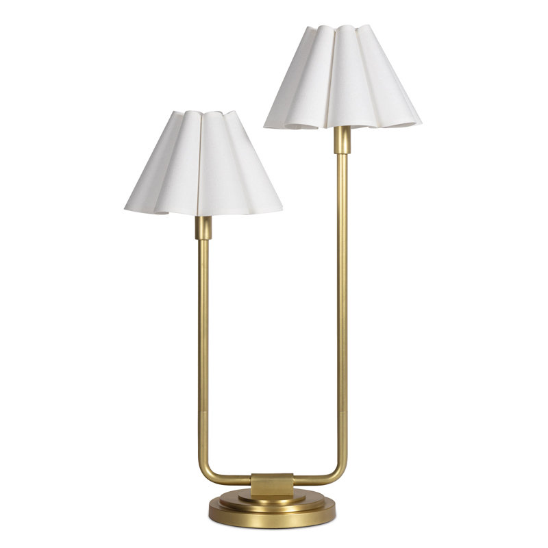 Polly Double Arm Table Lamp, Brass, Tan