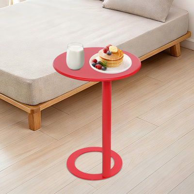 Table de bout moderne en forme de C avec base ronde, table d'appoint autoportante, table basse peu encombrante pour le salon, la chambre à coucher