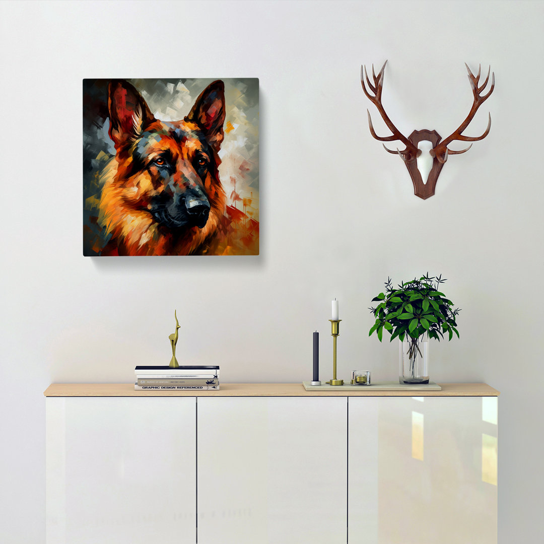 German Shepherd Abstract Art No.2 - Wrapped Canvas