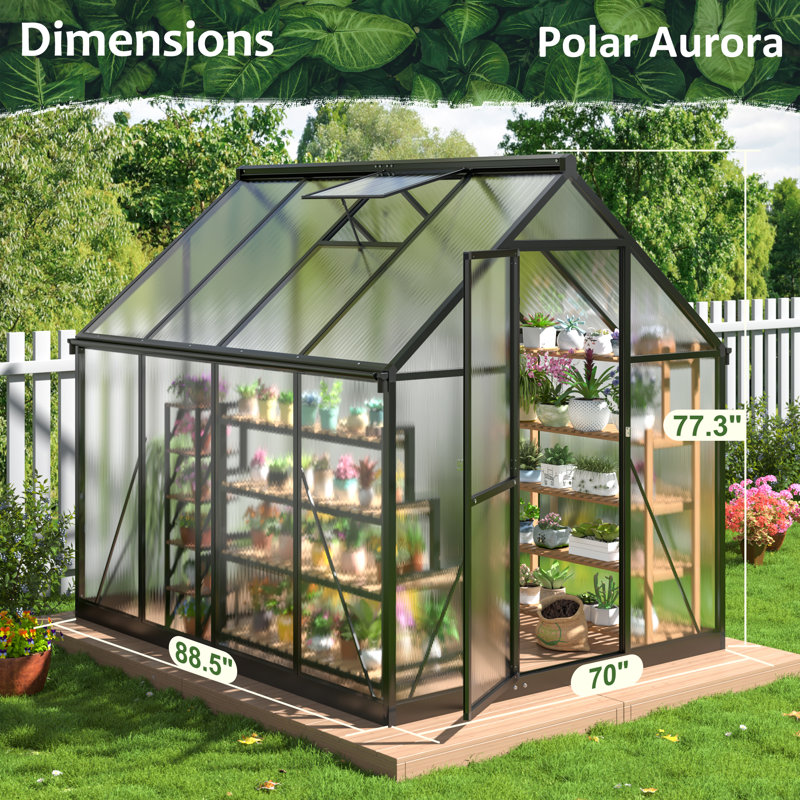 Greenhouse for Outdoors, Polycarbonate Greenhouse, 6x7 FT