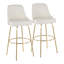 Studded Marcel 30" Fixed-Height Barstool With Metal Legs & Round Footrest - Set Of  2