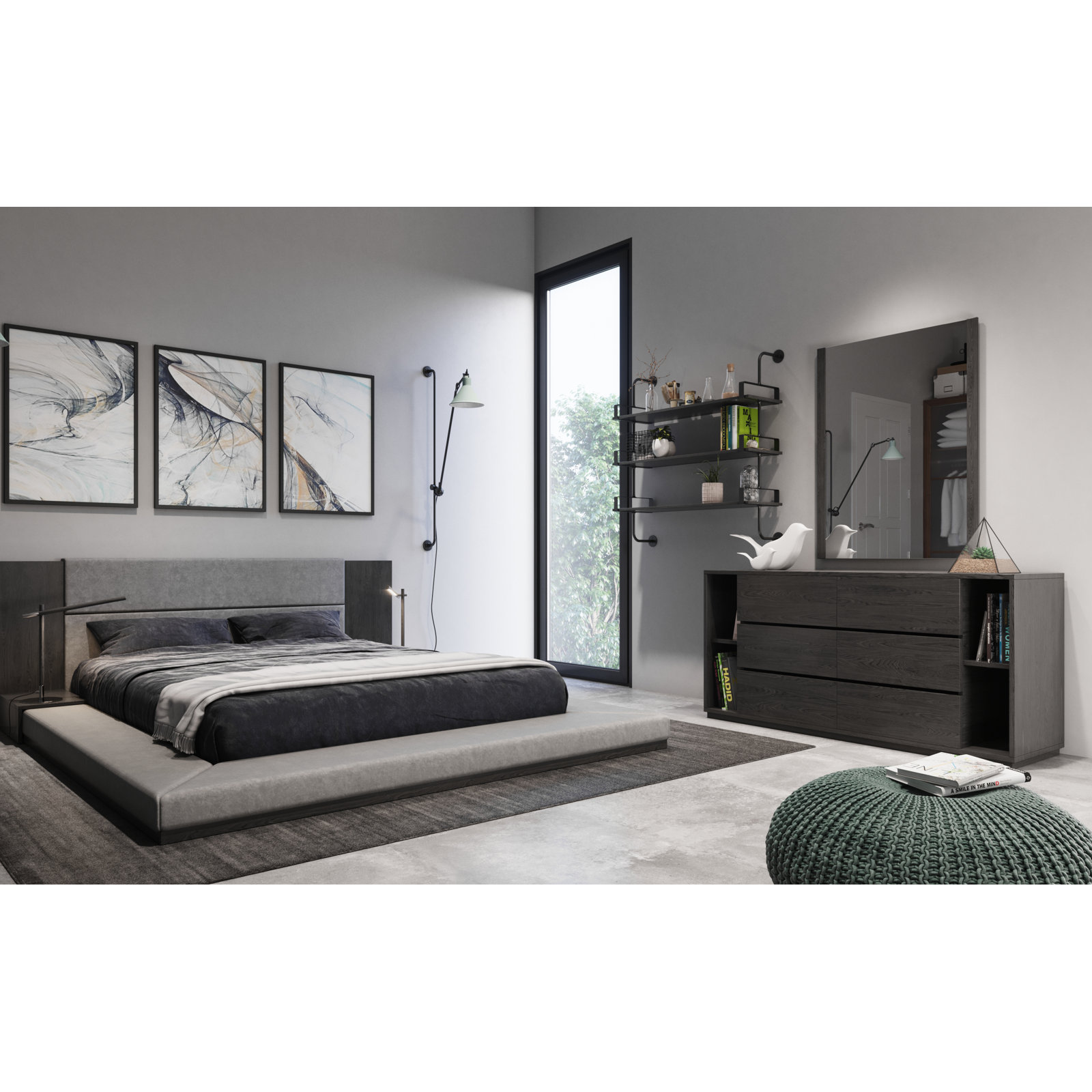Amalie 34" Mirror, Gray