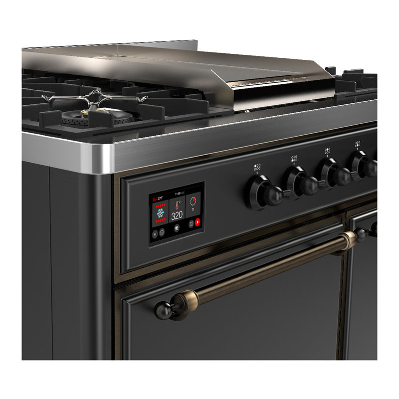 Majestic III Series 40 Inch Dual Fuel Range with 6 Sealed Burners, Griddle, in White (Natural Gas, Copper Trim), Natural Gas