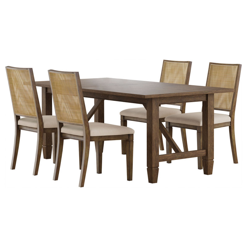 Ayal 5-piece Rectangular Dining Table Set Light Brown, 5 Pieces: Table, 4 Chairs