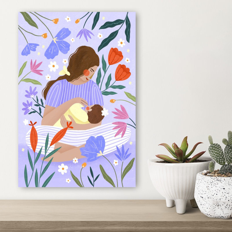 Blooming Motherhood Colourful Peaceful Spring Flower Wall Art Print, 18" H x 12" W
