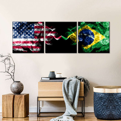 Ensemble de 3 drapeaux en toile tendue Smoky USA