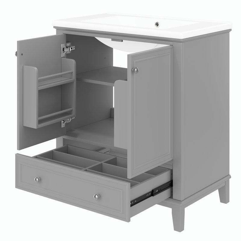 Meuble-lavabo 30 po avec lavabo, Gris