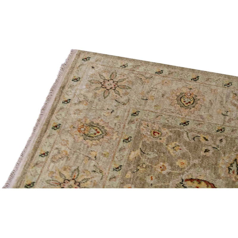 Tapis oriental noué à la main ivoire / brun clair