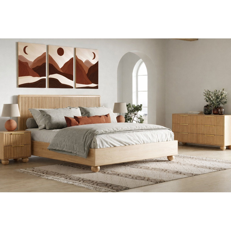 Ensemble de chambre à coucher 4 pièces Camila Winters - Modern Natural Oak, Très grand
