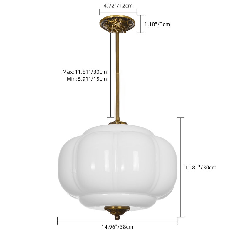 1-Light 14.96" Retro Pendant Light Lantern, White