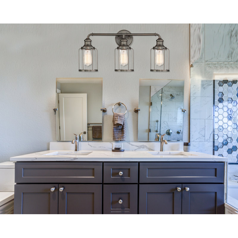 Barre d'éclairage de salle de bain bronze satiné à 3 lumières Vandewa