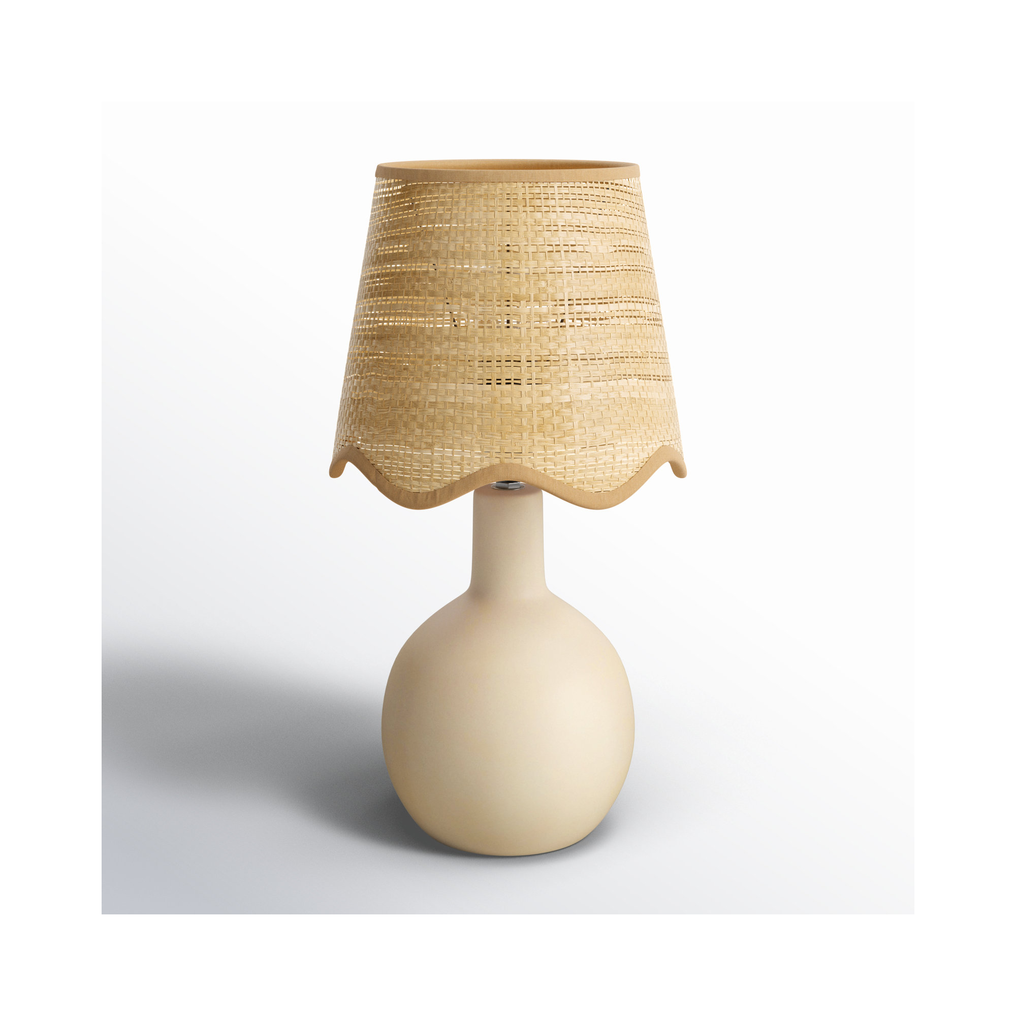 Maura Accent Table Lamp, Cream, Tan, 15"H x 9"W x 9"D