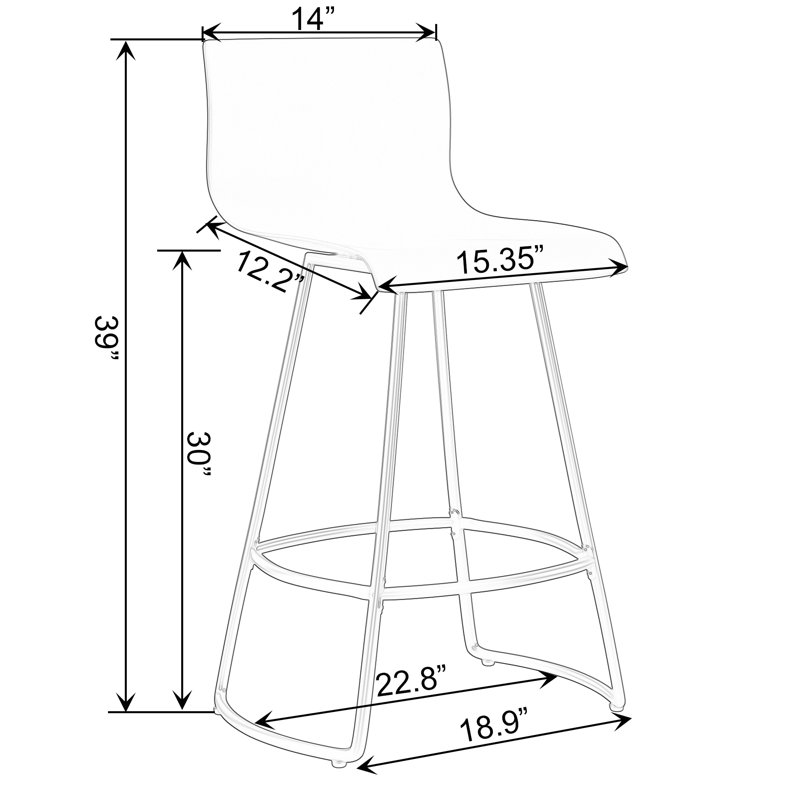 Cleek Swivel Counter Stool with Metal Frame, White, Bar Stool (30" Seat Height)