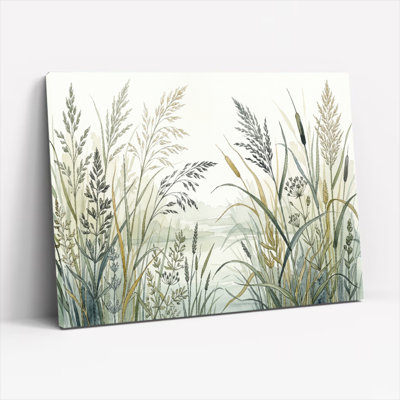 Ensemble de 1 tableau sur toile représentant un paysage herbeux