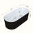 67" Acrylic Freestanding Bathtub Black Exterior White Interior, Striped Design with Overflow Cover, Pop-Up Drain & Hidden Drainage