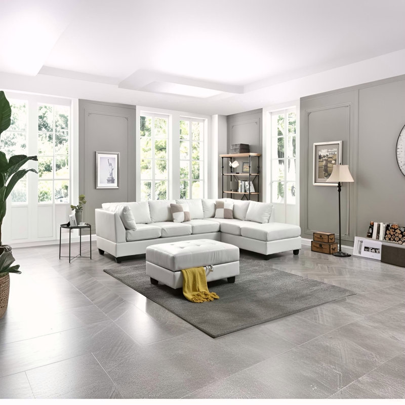 Canapé modulaire Malone (sans repose-pieds), blanc, Blanc