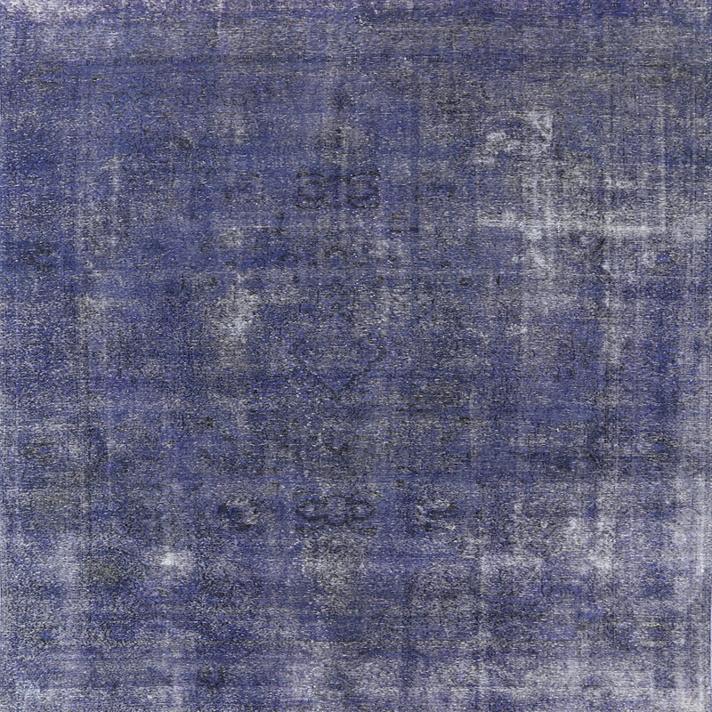 Tapis oriental bleu, Carré 7 pi