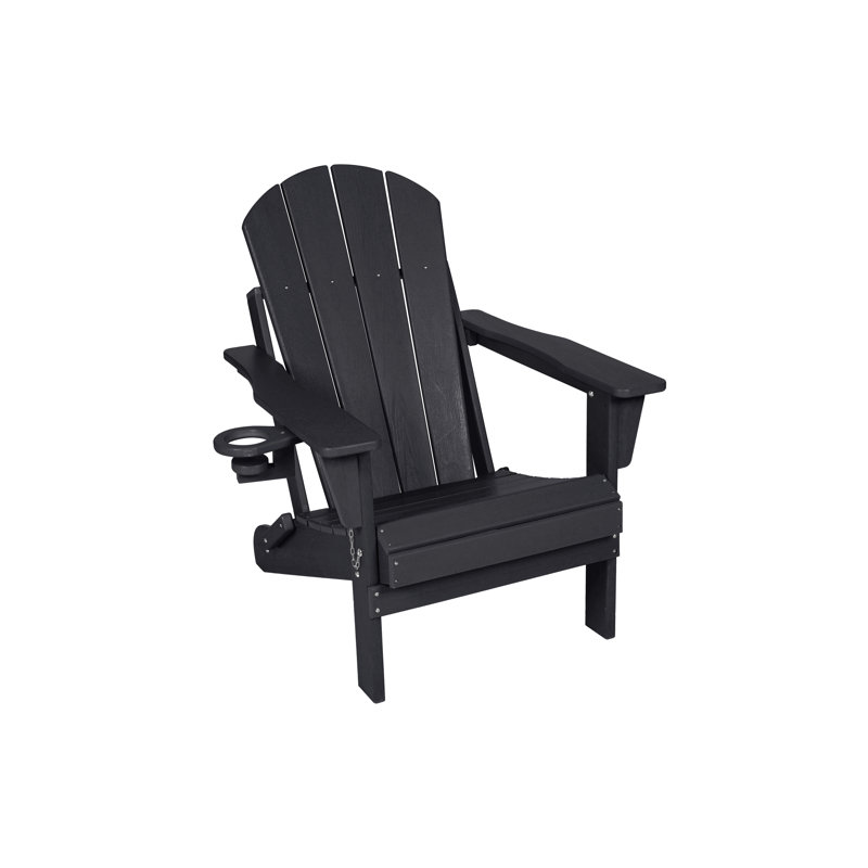 Chaise Adirondack pliante Hdpe avec porte-gobelet double - Chaise Adirondack composite avec texture bois