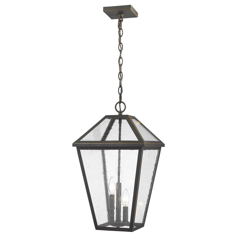 Lanterne suspendue d'extérieur 3 lumières Swerve, Bronze huilé, Grainé, H 21,5 po x l 12,25 po x P 12,25 po