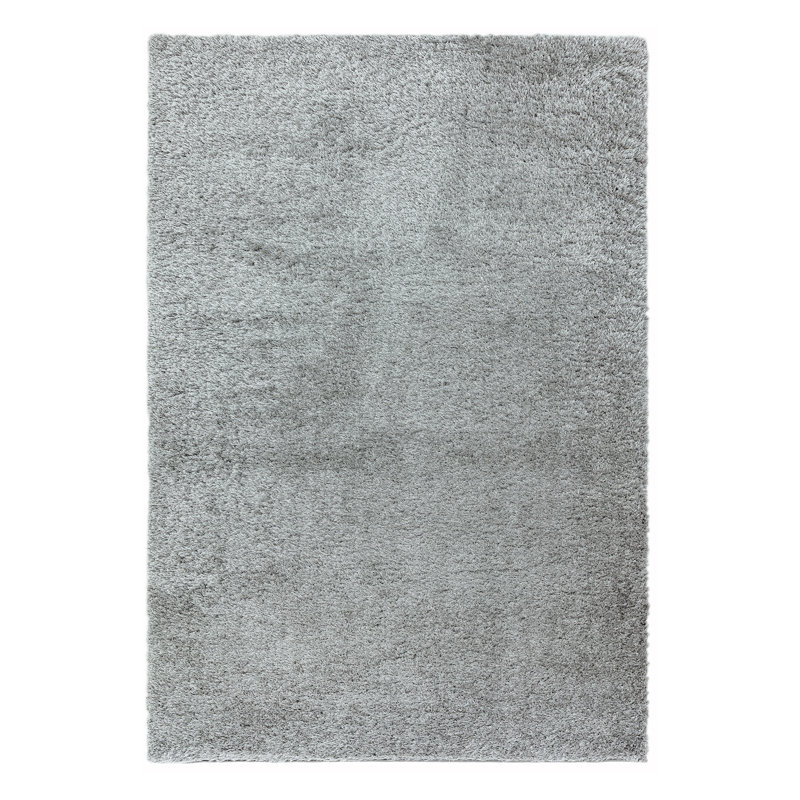 Natonia Shiny Shaggy Silver Area Rug, Rectangle 120 x 170cm