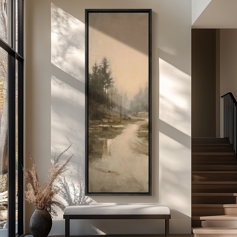 Art mural rétro sur toile, impression de paysage naturel pour décoration murale rustique, H 60 po x l 20 po, Noir