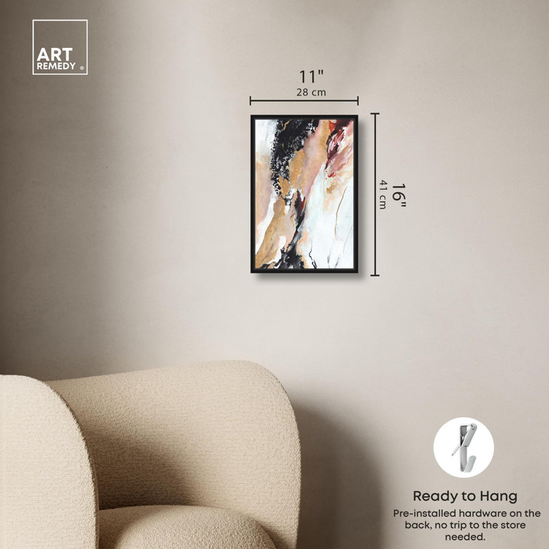 «Overlay Abstract Canvas Modern Boho Abstract» par Art Remedy, H 16 po x l 11 po, Cadre flottant noir