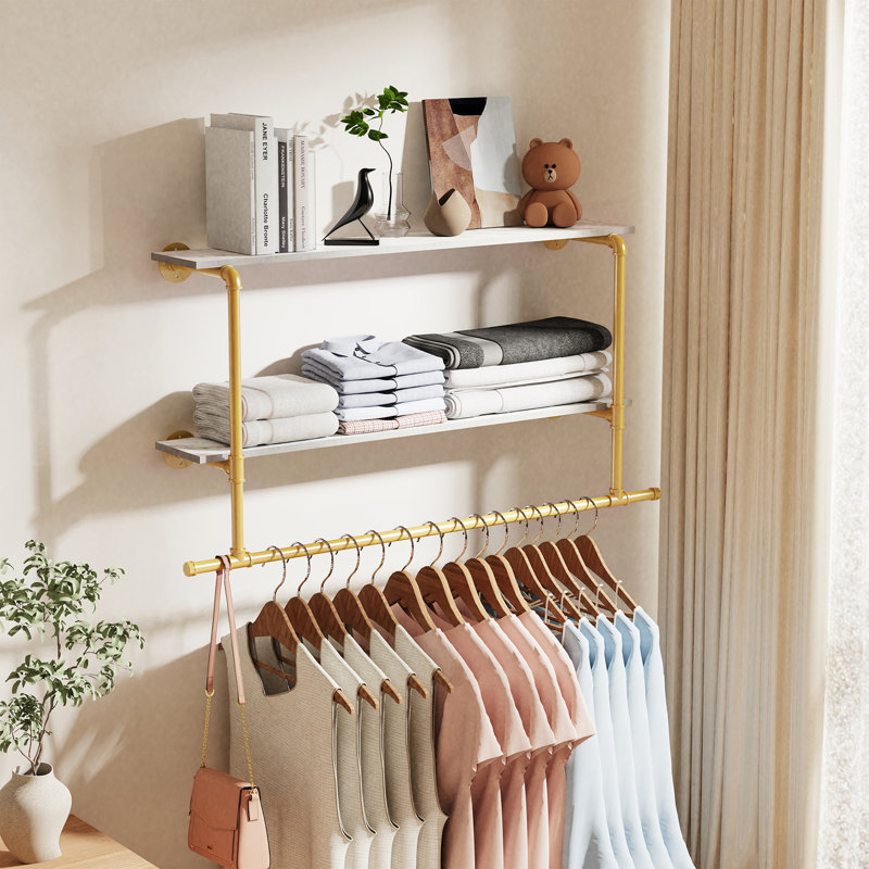 2 Piece Metal Tiered Shelf, White/Gold