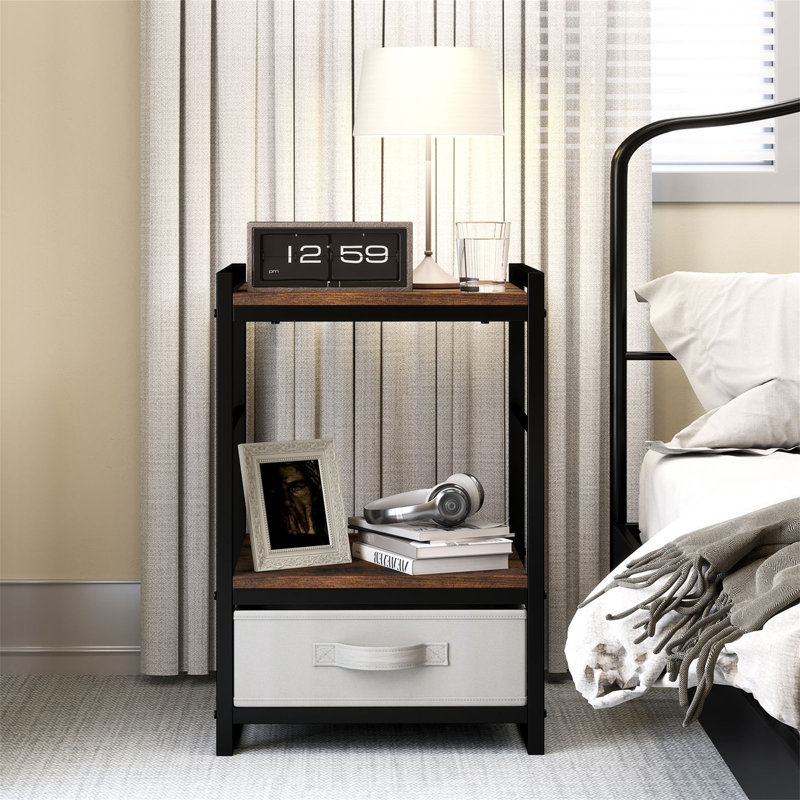 40cm W Metal Bedside Table