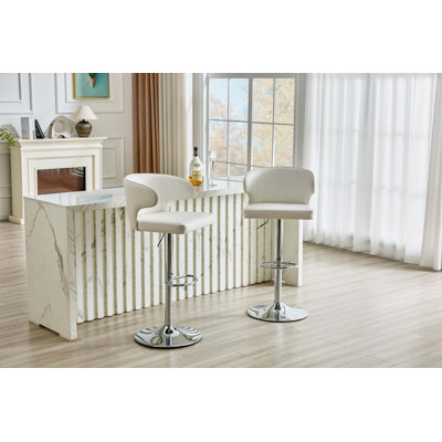 Fauteuil de bar rotatif moderne réglable, fauteuil pivotant à dossier en cuir de polyuréthane, convient au comptoir de la cuisine et à la salle à manger, hauteur réglable, capacité de supporter 300 livres (2 pièces)