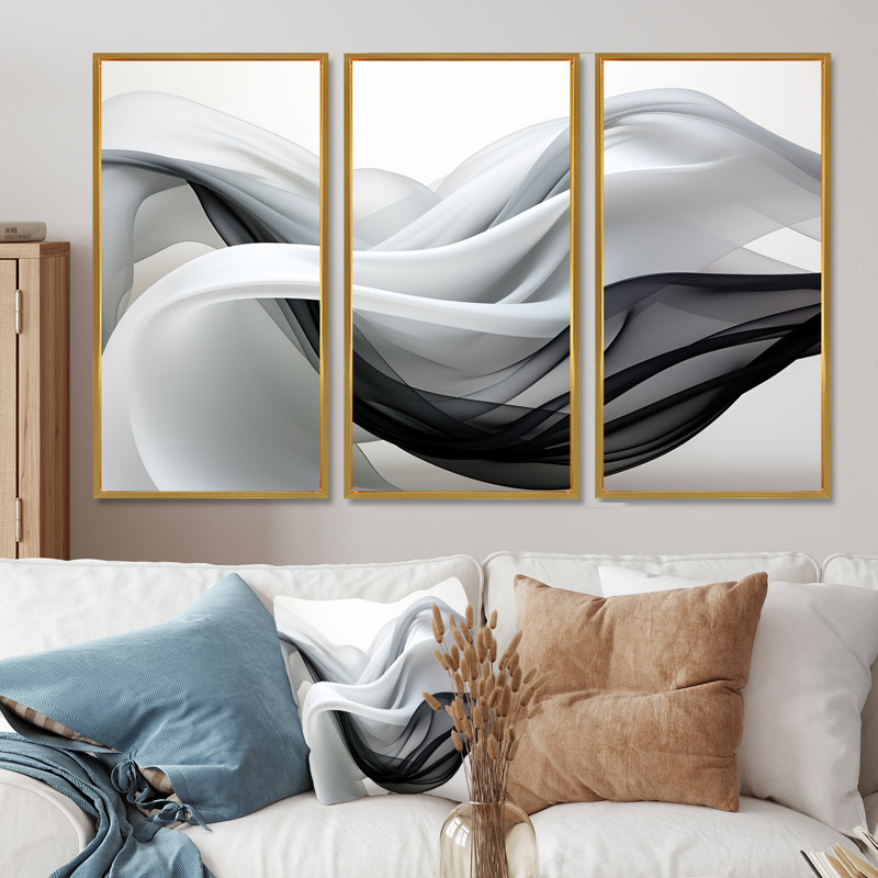 Ensemble d'art mural liquide, Cadre flottant doré, H 32 po x l 48 po x P 1 po