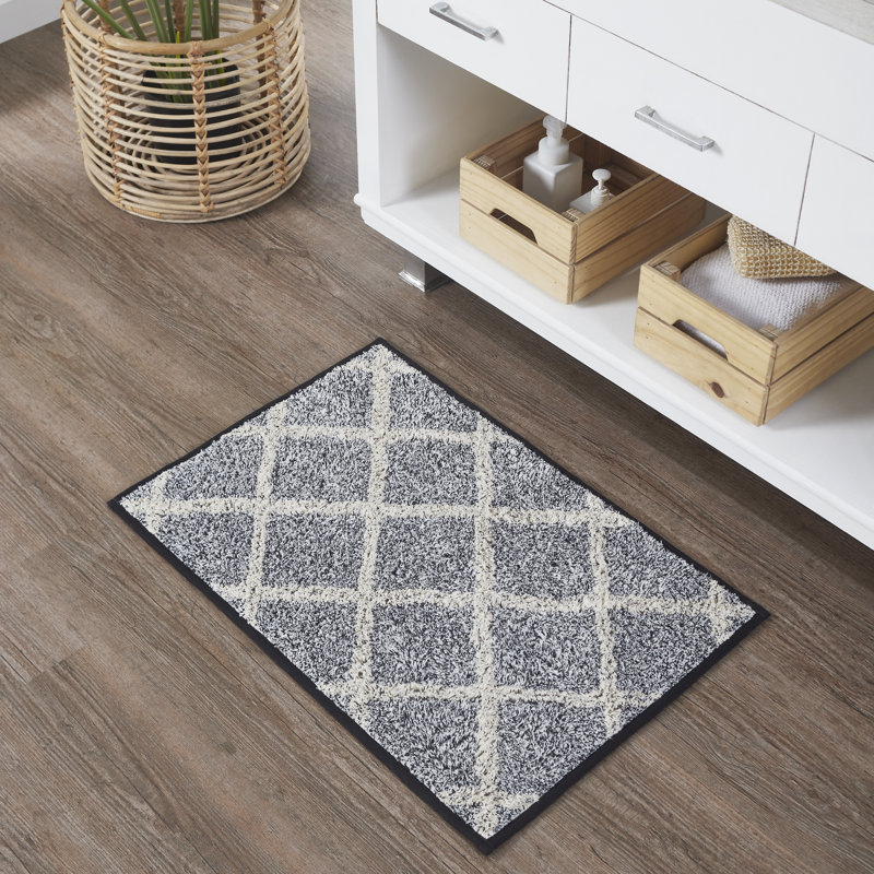 Bissen 100% Cotton Non-Slip Bath Mat, 20" W x 30" L, Denim Gray