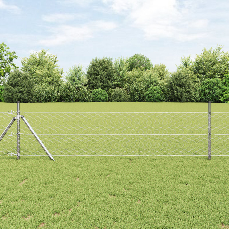 Hexagon Fence Galvanised Steel, Silver, 80cm H x 5000cm W