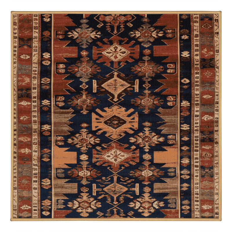 Machine Washable Turkish Brown Area Rug, Square 6'