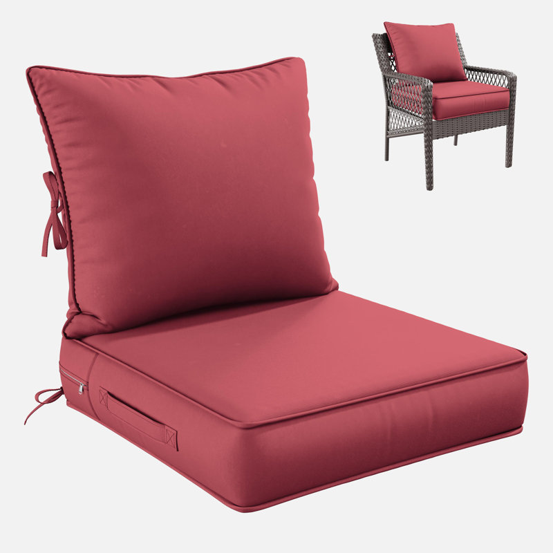 Outdoor Deep Seating Cushion Set Indoor And Outdoor Seat / Back Cushion, Available In 4 Sizes, 19" H x 19" W, Fuchsia Red