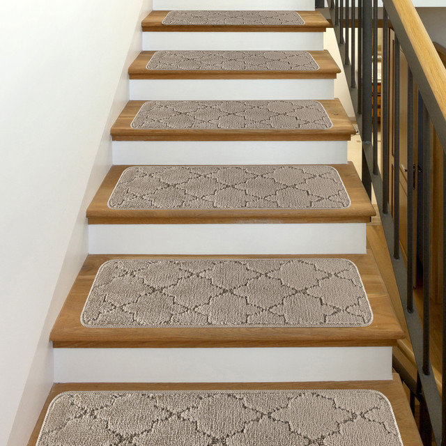  Tapis d'escalier pour tapis en bois - paquet de 15, Beige