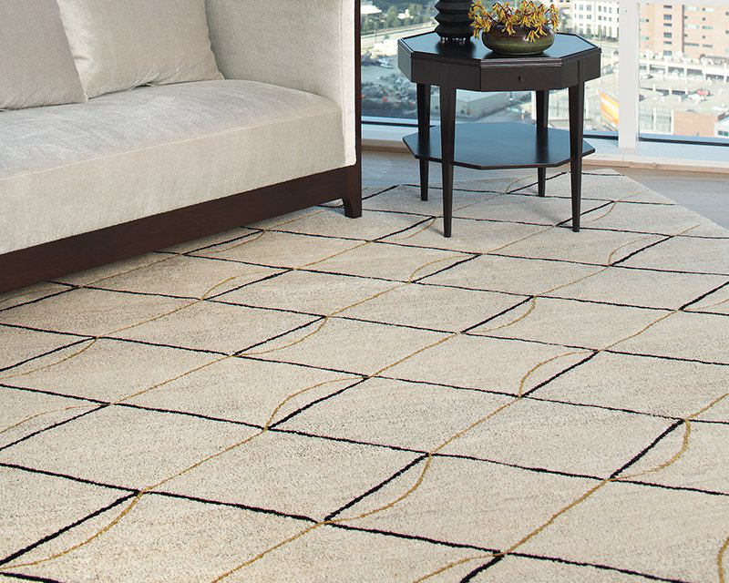 Archloop Geometric Area Rug in Black/Gold/White, Rectangle 12' x 16'