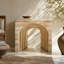Console arquée 32,3 x 14,2 x 29,9 po moderne avec faux fini travertin beige