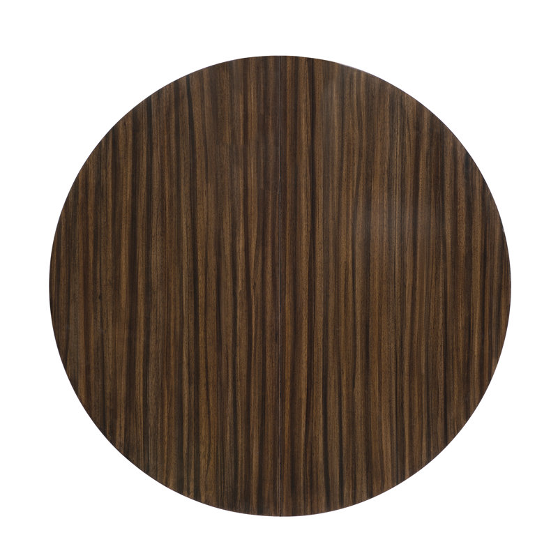 Black and Brown Extendable Round Wood Dining Table
