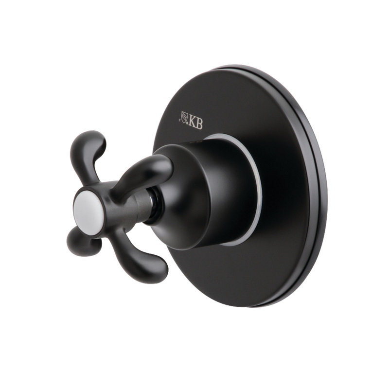Kingston Brass Single-Handle Wall Mount Three-Way Diverter Valve with Trim Kit, Matte Black